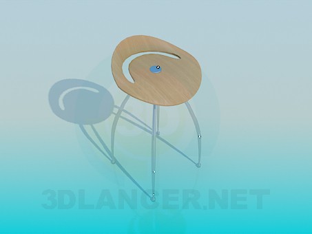modello 3D Uno sgabello con schienale piccolo - anteprima