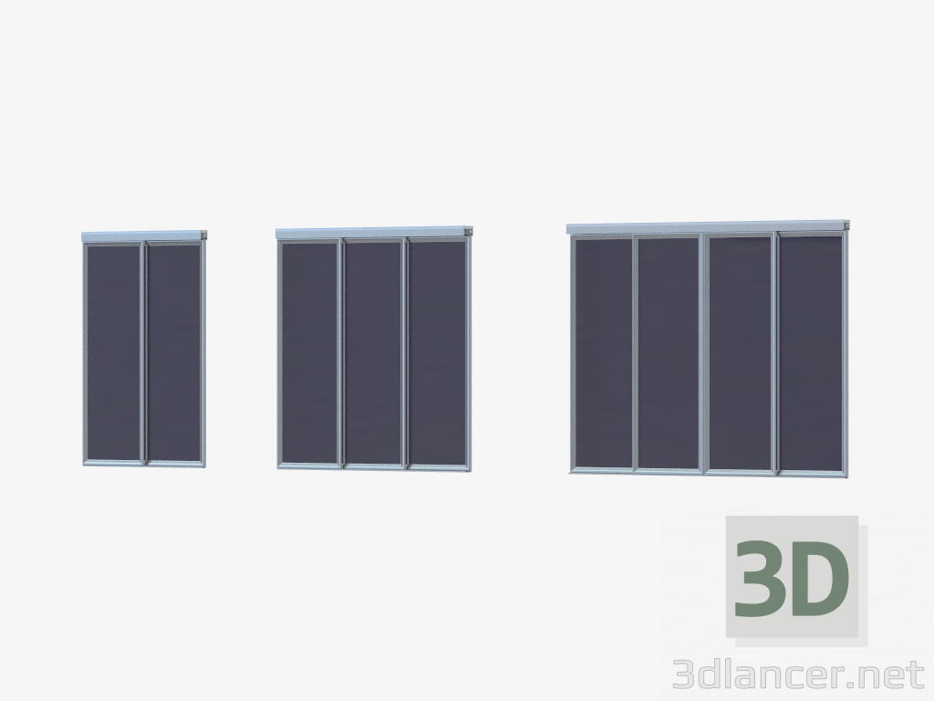 3d model Partición de interroom de A1 (vidrio negro transparente plateado) - vista previa