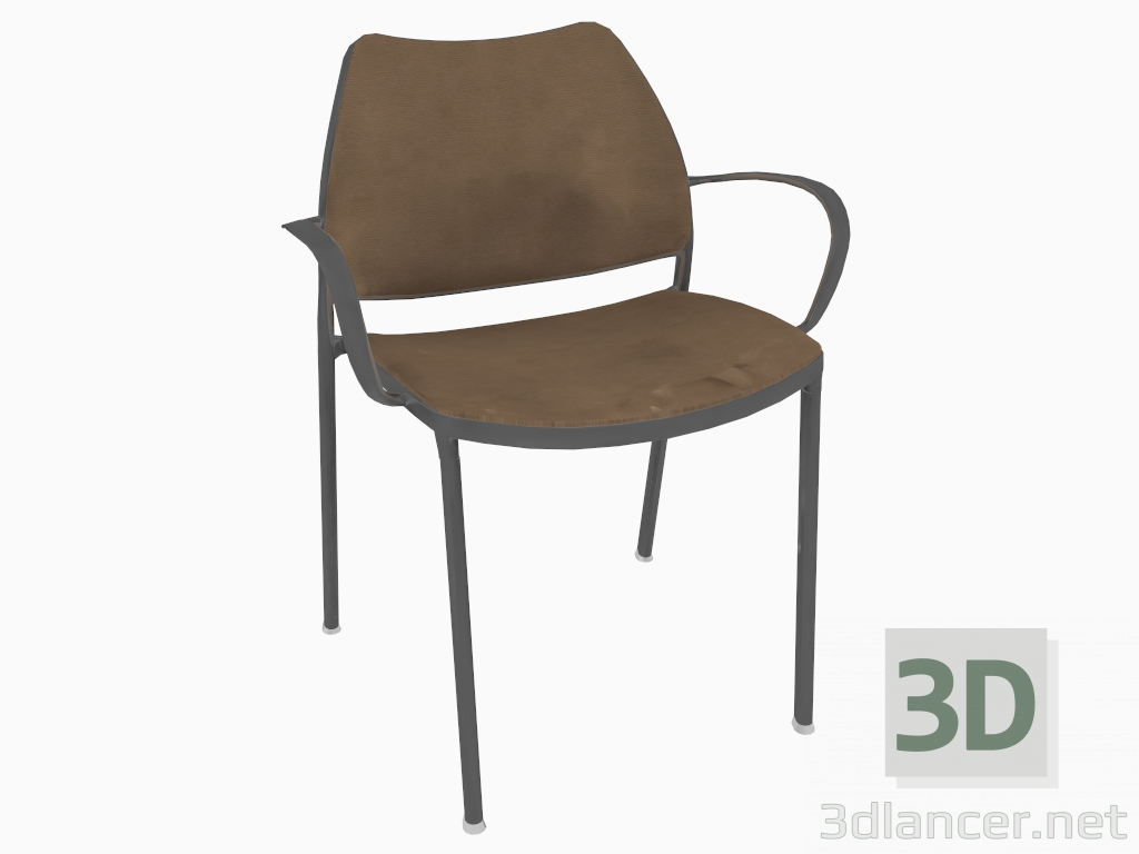 3d model Office chair with chrome frame (with armrests) (B) - preview