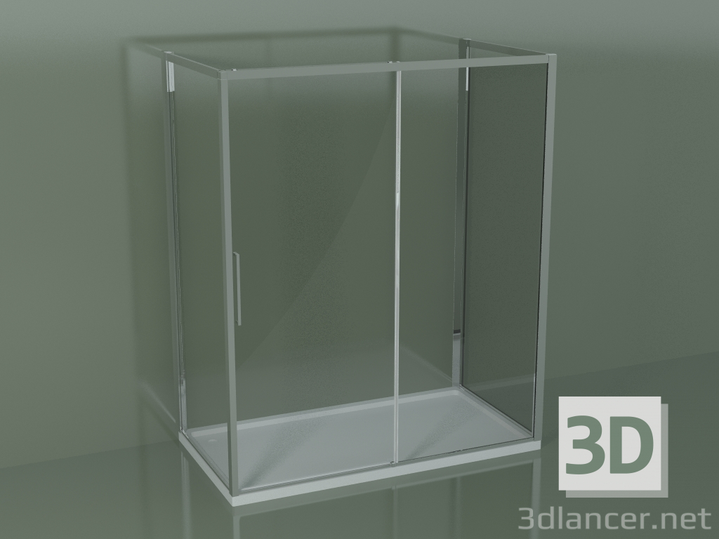 modèle 3D Cabine de douche 3 faces ZG + ZQ + ZF 170 avec une porte coulissante au centre - preview