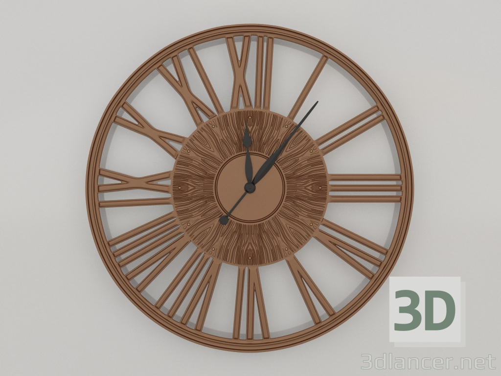 3 डी मॉडल दीवार घड़ी ग्रेसफुल (कांस्य) - पूर्वावलोकन