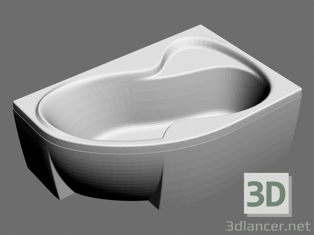 modello 3D Vasca da bagno asimmetrica Rosa II 160 R set - anteprima