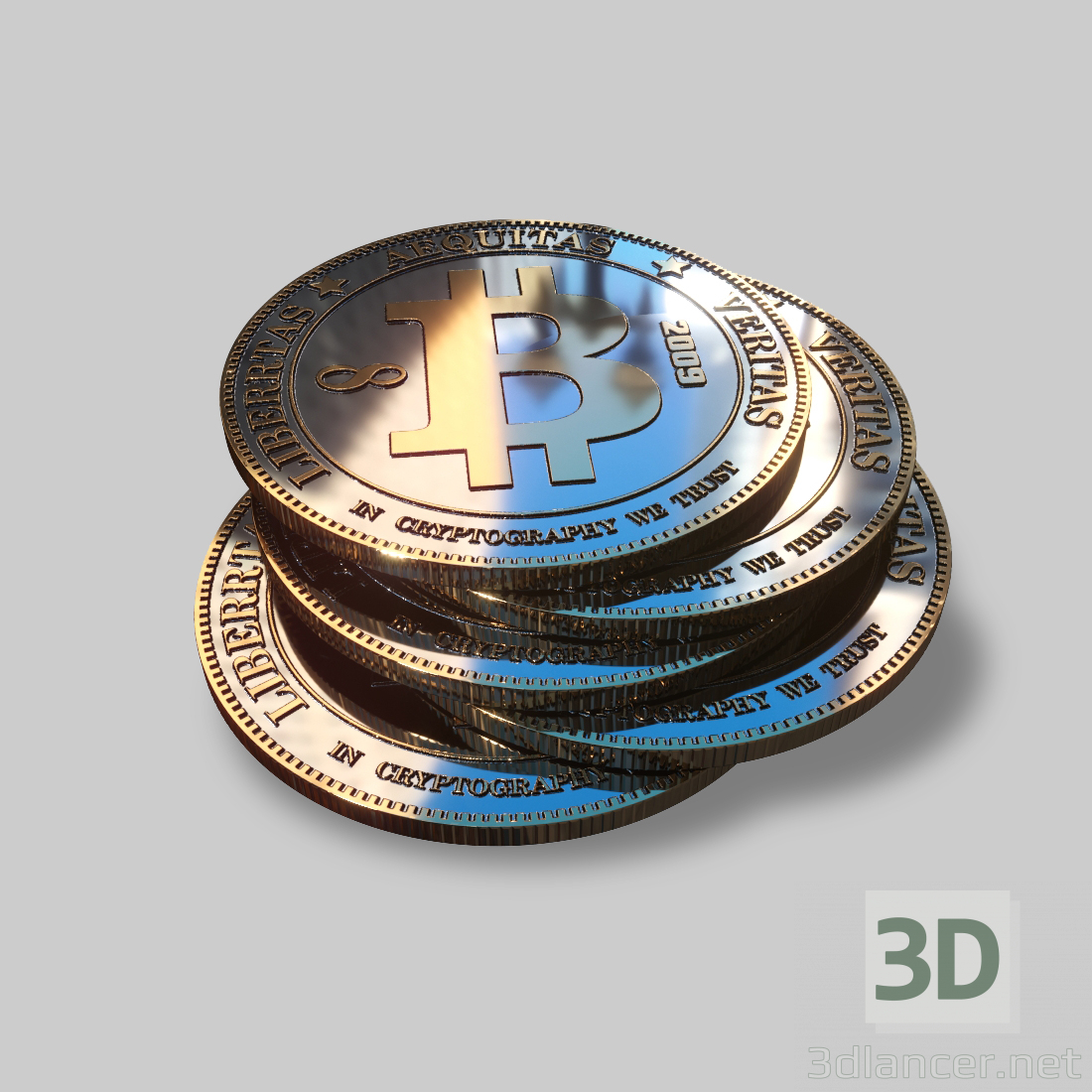 modello 3D bitcoin - anteprima