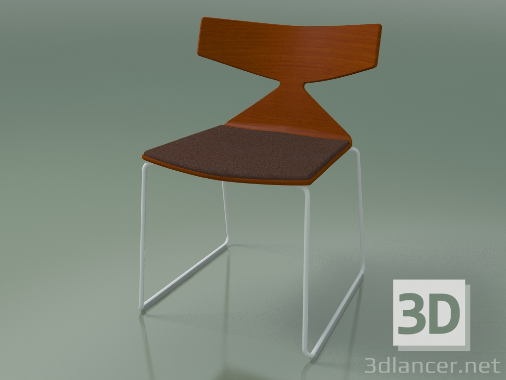 modello 3D Sedia impilabile 3711 (su una slitta, con cuscino, arancione, V12) - anteprima