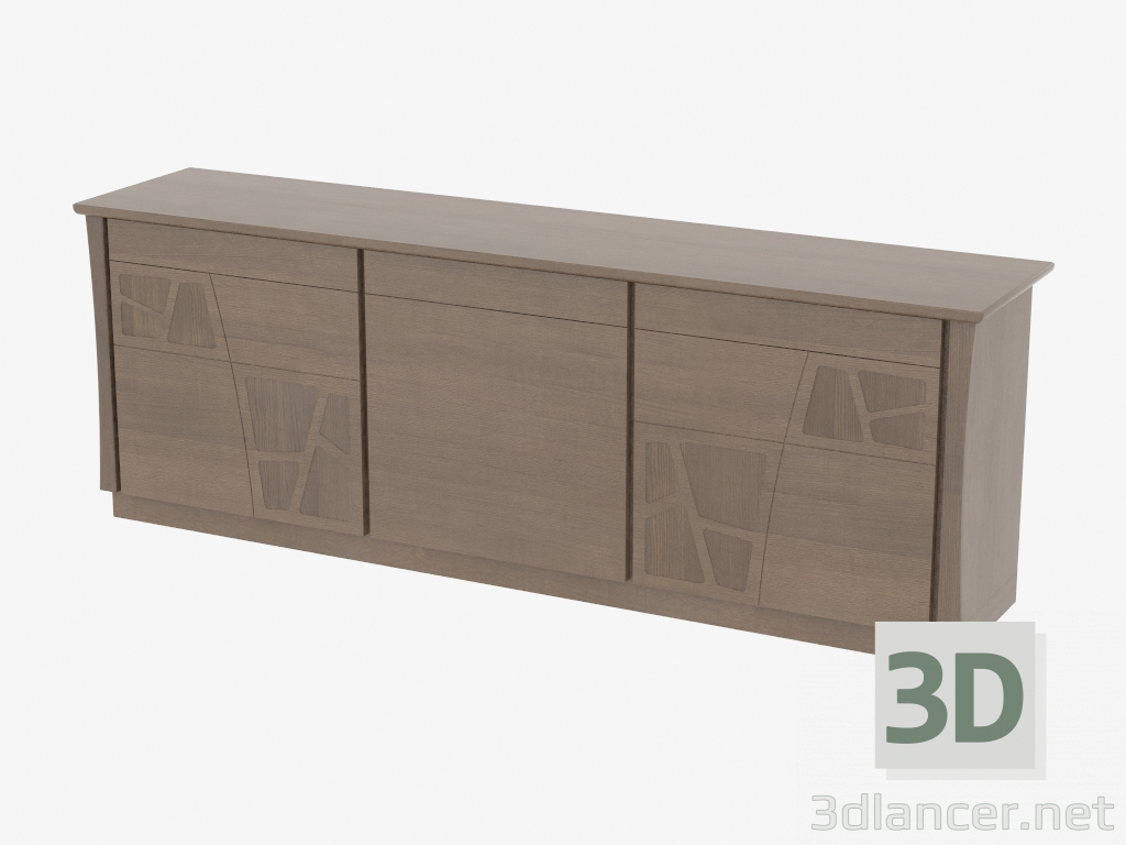 modello 3D Buffet 3 ante con cassetti 3 zoccolo CR3MOLZ - anteprima
