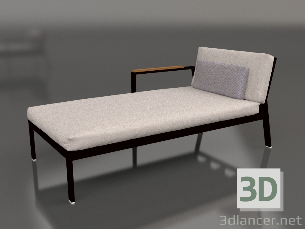 3d model Módulo sofá sección 2 izquierda (Negro) - vista previa