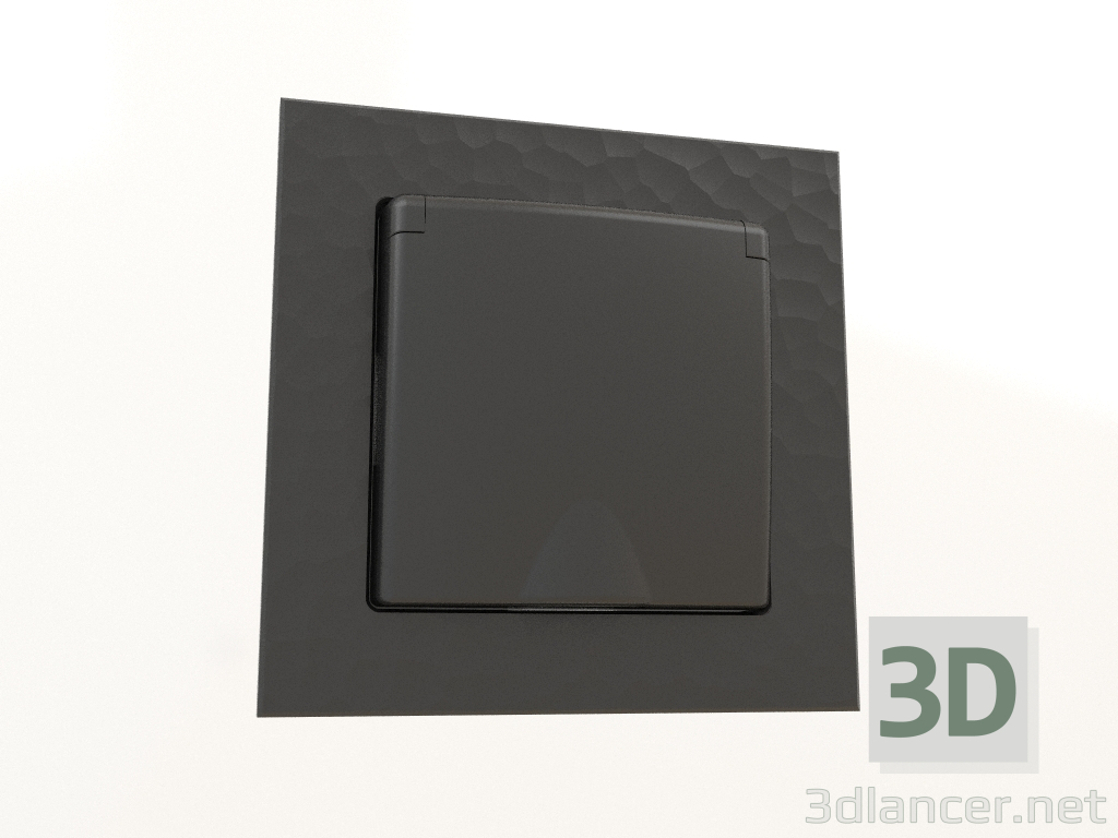 3d model Socket with moisture protection, with grounding, with a protective cover and shutters (hammer black) - preview