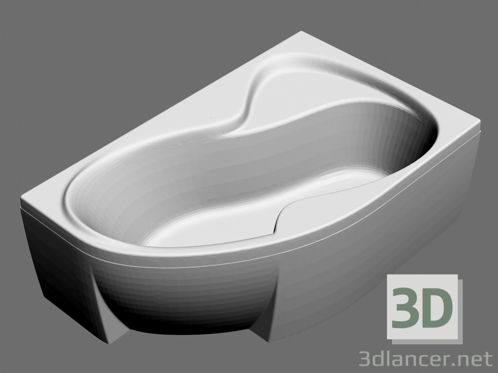3D Modell Asymmetrische Badewanne set Rosa II-170 R - Vorschau