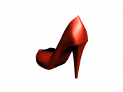 Female high-heeled shoes in red.