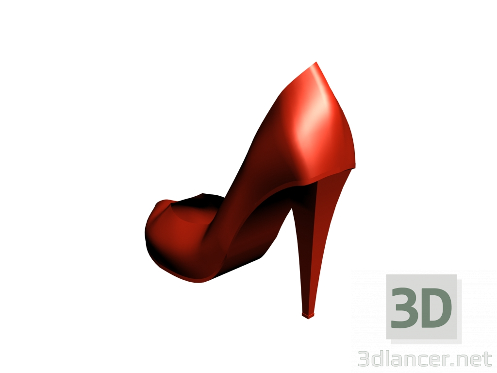 3d Female high-heeled shoes in red. model buy - render