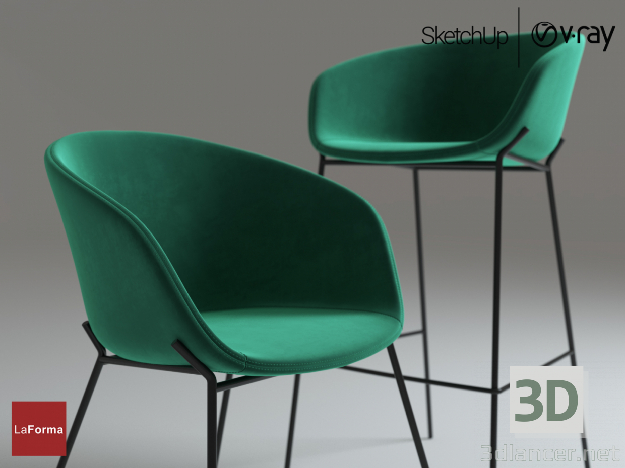 3d LaForma Стул ZADINE+Барный стул ZADINE модель купить - ракурс