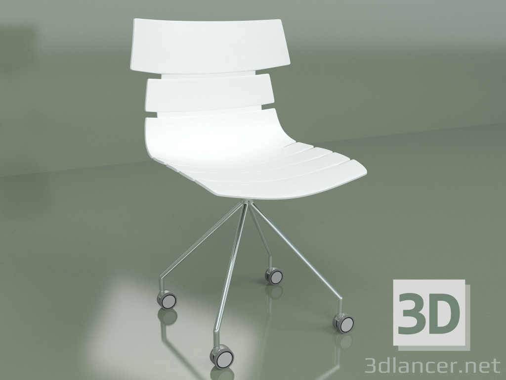 3D Modell Stuhl auf Rädern zurückgeben (weiß) - Vorschau