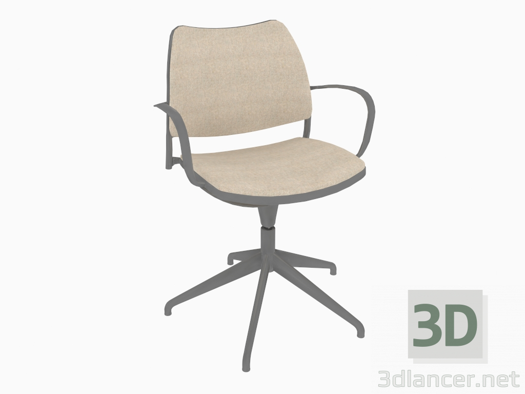 modèle 3D Chaise de bureau avec cadre noir (pivotant) - preview