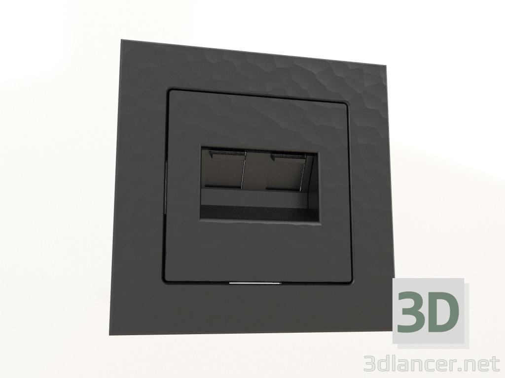 modello 3D Doppia presa Ethernet RJ-45 (martello nero) - anteprima
