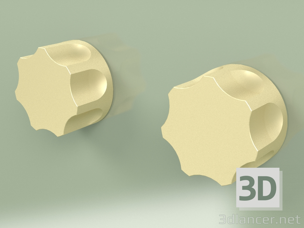 3d model Wall-mounted set of 2 mixing shut-off valves (17 63 V, OC) - preview