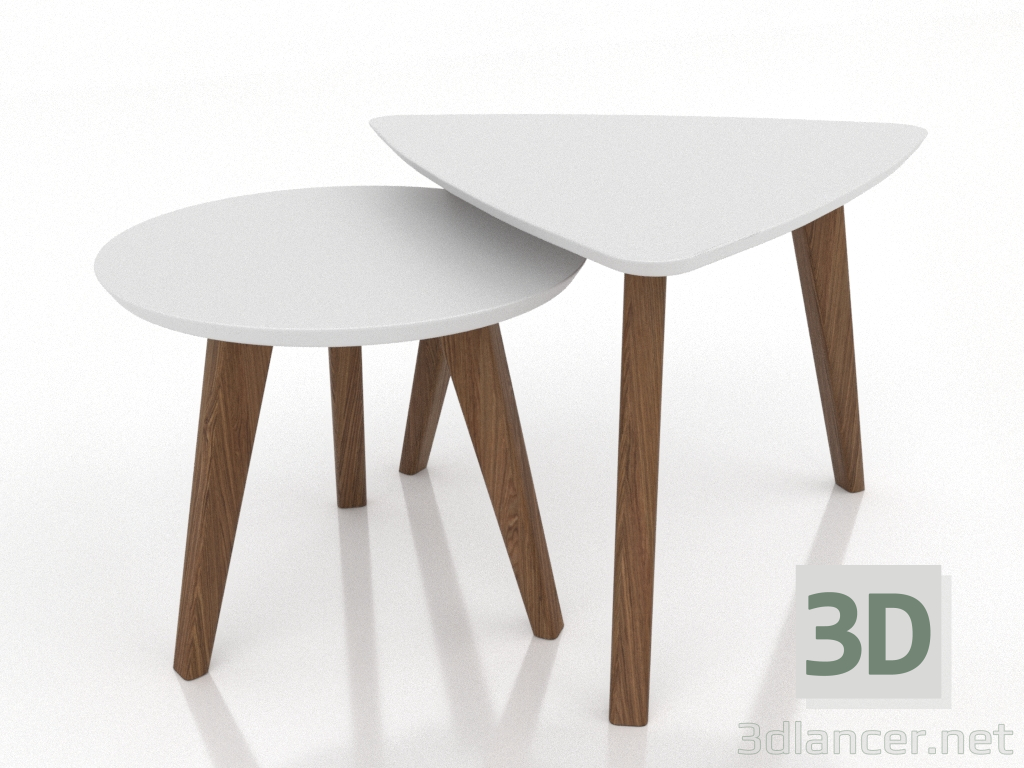 modèle 3D Ensemble de table basse (noyer clair) - preview modèle 3D Ensemble de table basse (noyer clair) - preview