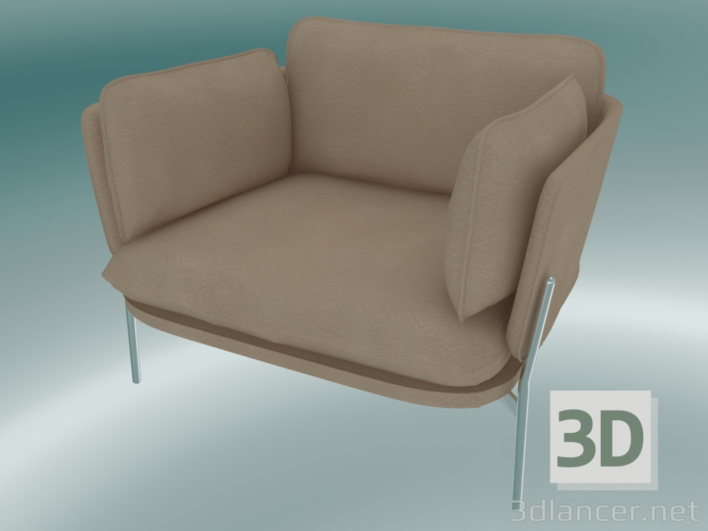 modèle 3D Chaise Cloud (LN1, 84x100 H 75cm, Pieds Chromés, Cuir - Soie aniline) - preview