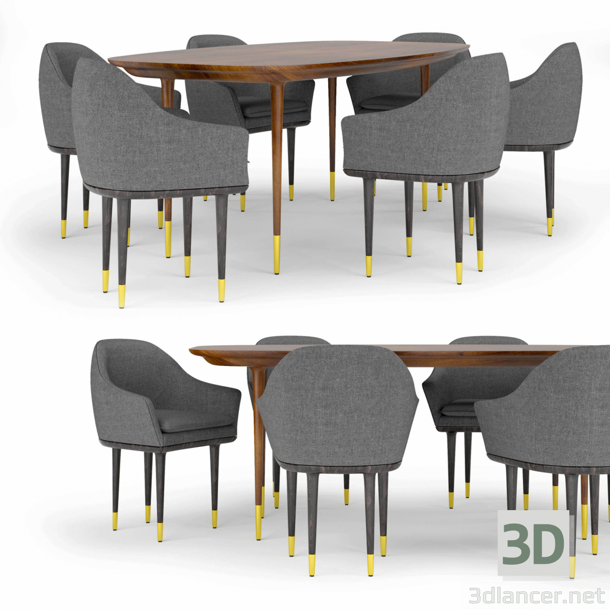 3d Stellar Works Lunar Lounge table and chairs модель купить - ракурс