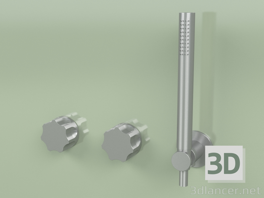 3d модель Настінний комплект з 2 гідропрогрессівних змішувачів з ручним душем (17 68, AS) – превью
