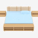 3d модель Кровать двухспальная серия S (с тумбами, светлая) – превью