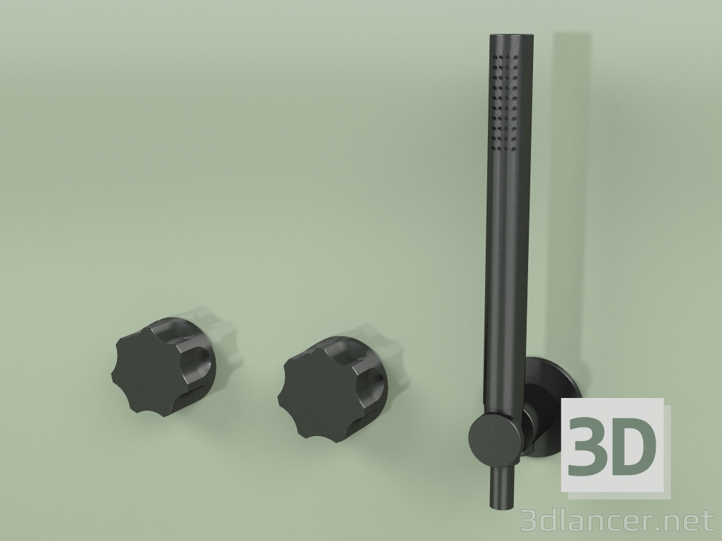 3D modeli El duşlu duvara monte 2 hidro-progresif batarya seti (17 68, ON) - önizleme