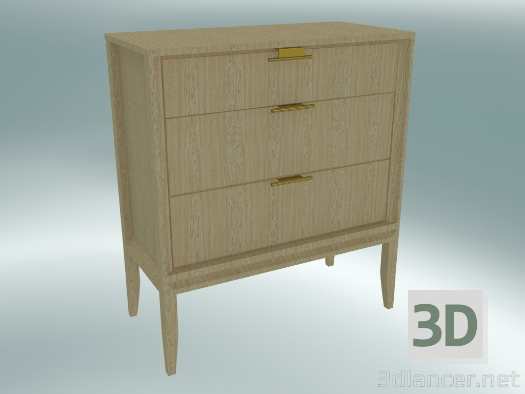 modèle 3D Commode 3 tiroirs (Chêne clair) - preview