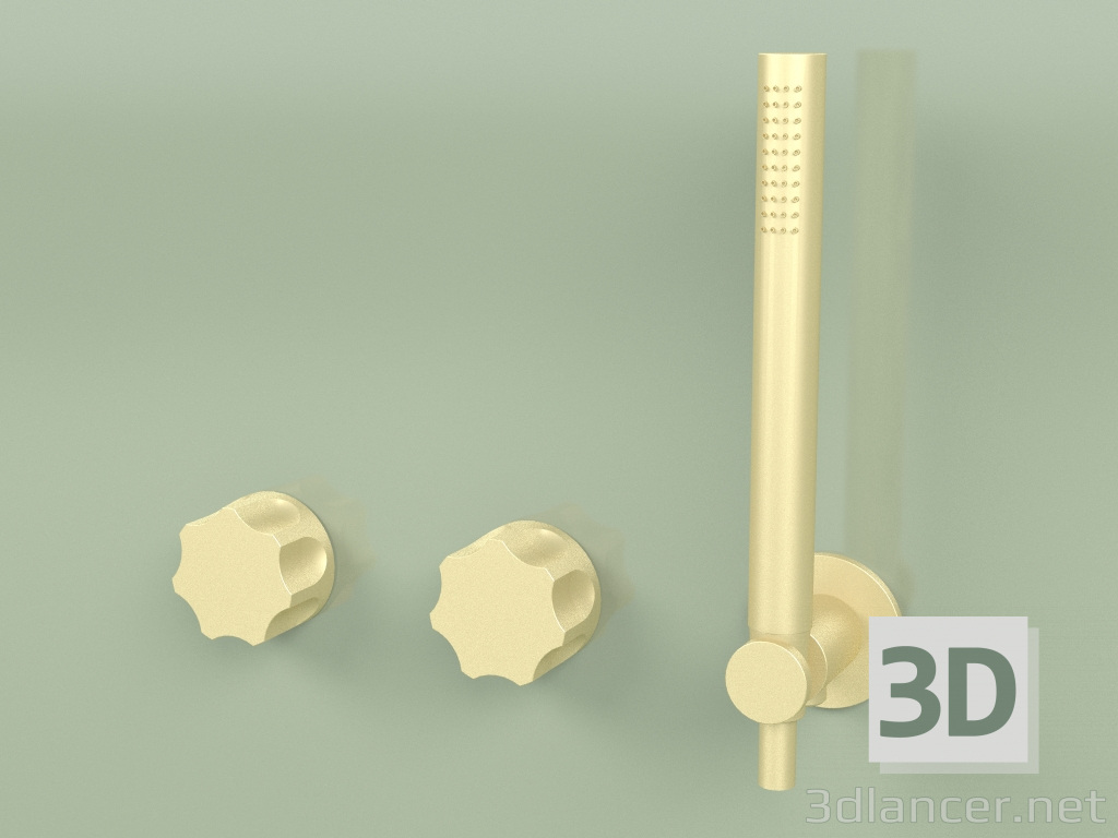 3D modeli El duşlu duvara monte 2 hidro-progresif batarya seti (17 68, OC) - önizleme