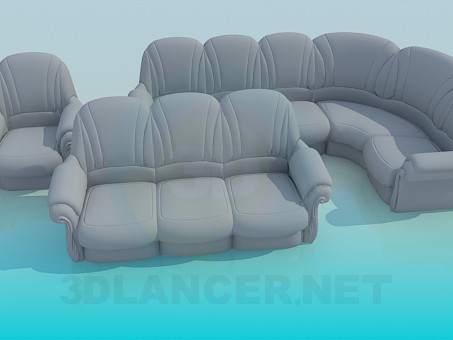 3D modeli Döşemeli mobilya bir dizi - önizleme
