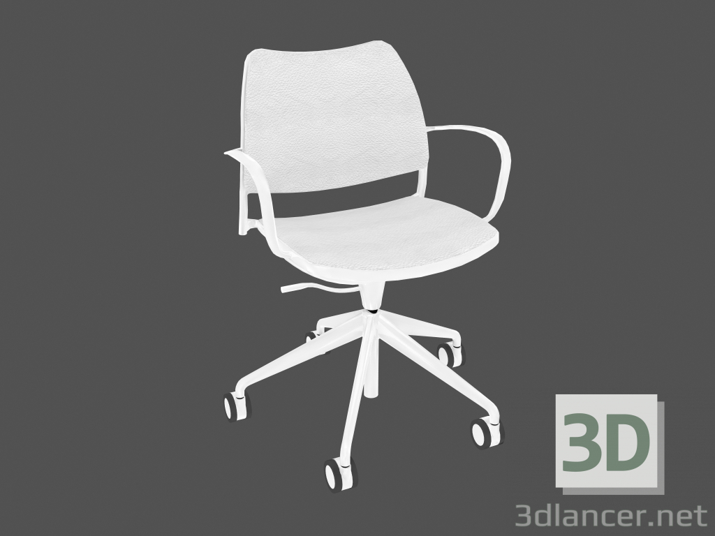 3d model Office chair with white frame (on casters) - preview