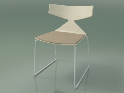 İstiflenebilir sandalye 3711 (bir kızakta, bir yastık ile, Beyaz, V12)