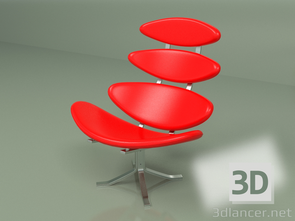 modello 3D Poltrona Corona (rossa) - anteprima