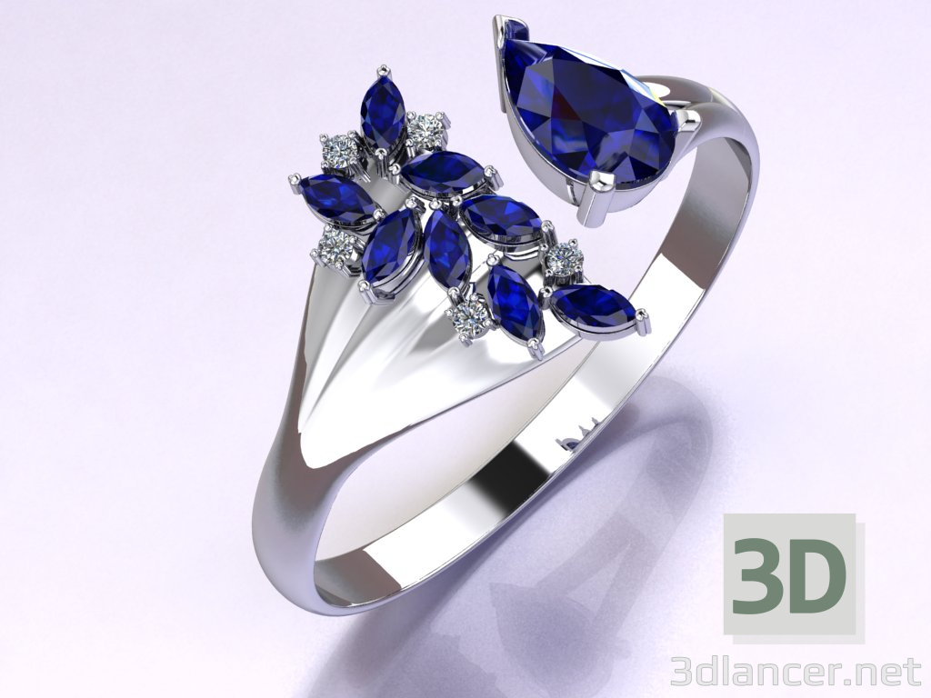 anillo con zafiros 3D modelo Compro - render