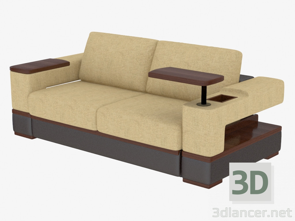 3D Modell Doppel-Sofa gerade - Vorschau