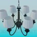 modello 3D Lampadario a 5 lampadine - anteprima