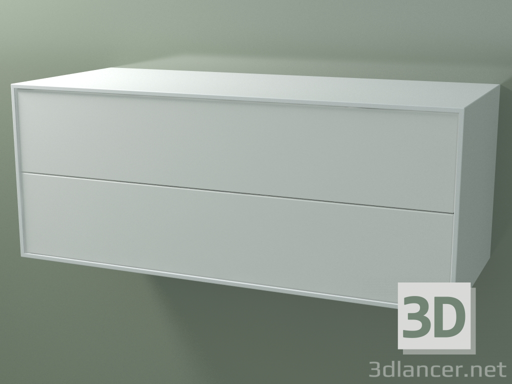 3D Modell Doppelbox (8AUECB01, Gletscherweiß C01, HPL P01, L 120, P 50, H 48 cm) - Vorschau