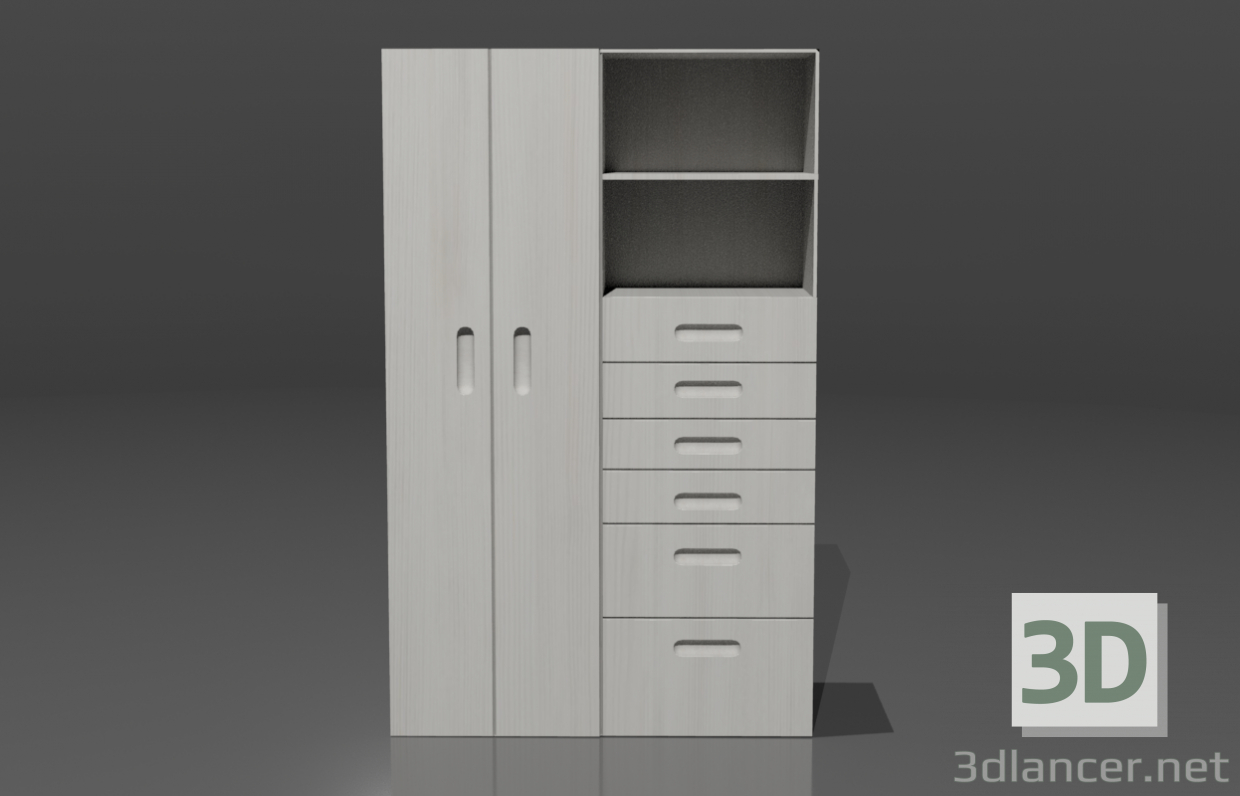 3d Wardrobe with shelving model buy - render