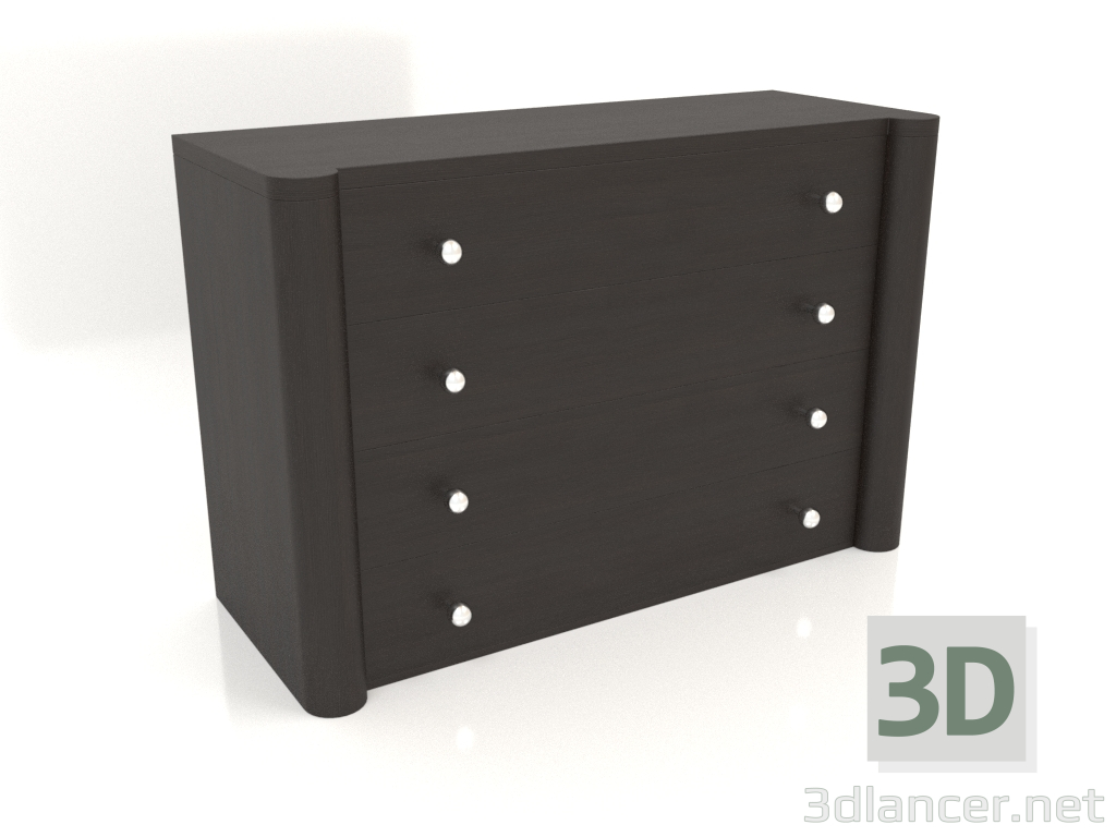 modello 3D Cassettiera TM 021 (1210x480x810, legno marrone scuro) - anteprima