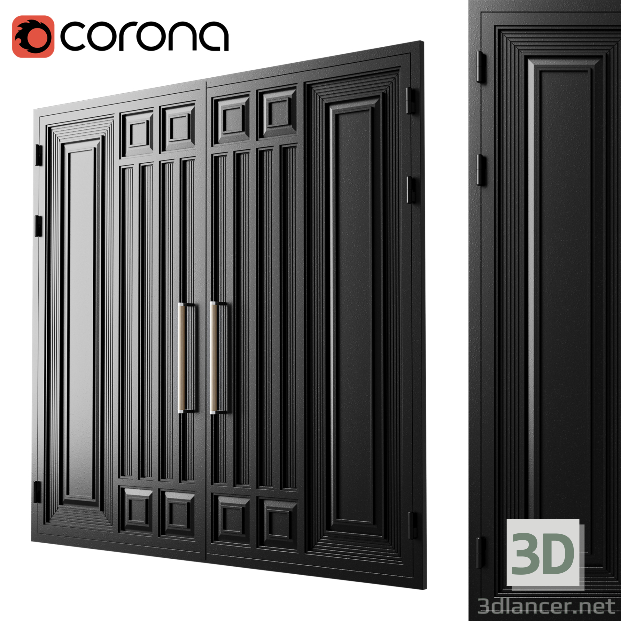 Puerta negra loft 01 3D modelo Compro - render