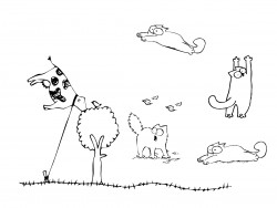 Wand-Dekor "Flying Cow und Katzen"