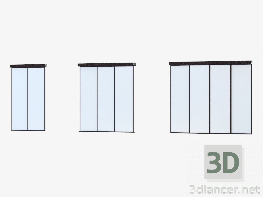 3d model Partición de interroom de A6 (marrón oscuro blanco) - vista previa
