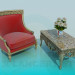 3d model Chair and coffee table - preview
