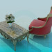 3D Modell Sessel und Couchtisch - Vorschau