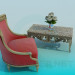 3d model Chair and coffee table - preview