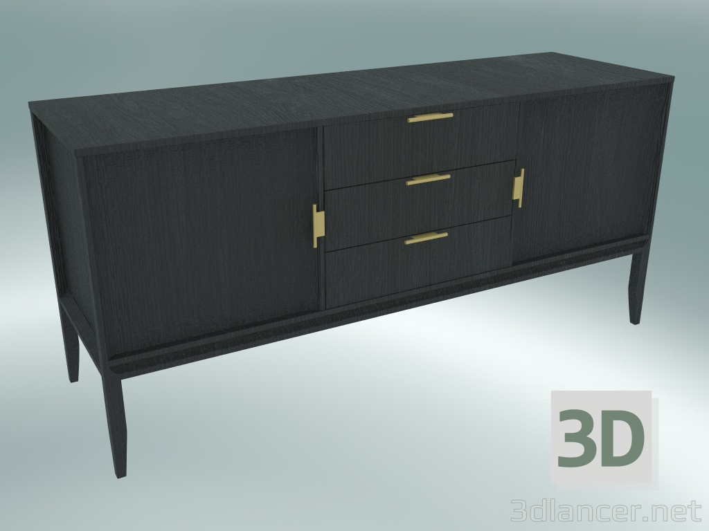 3d model Chest of drawers with 2 facades and 3 drawers (Dark Oak) - preview