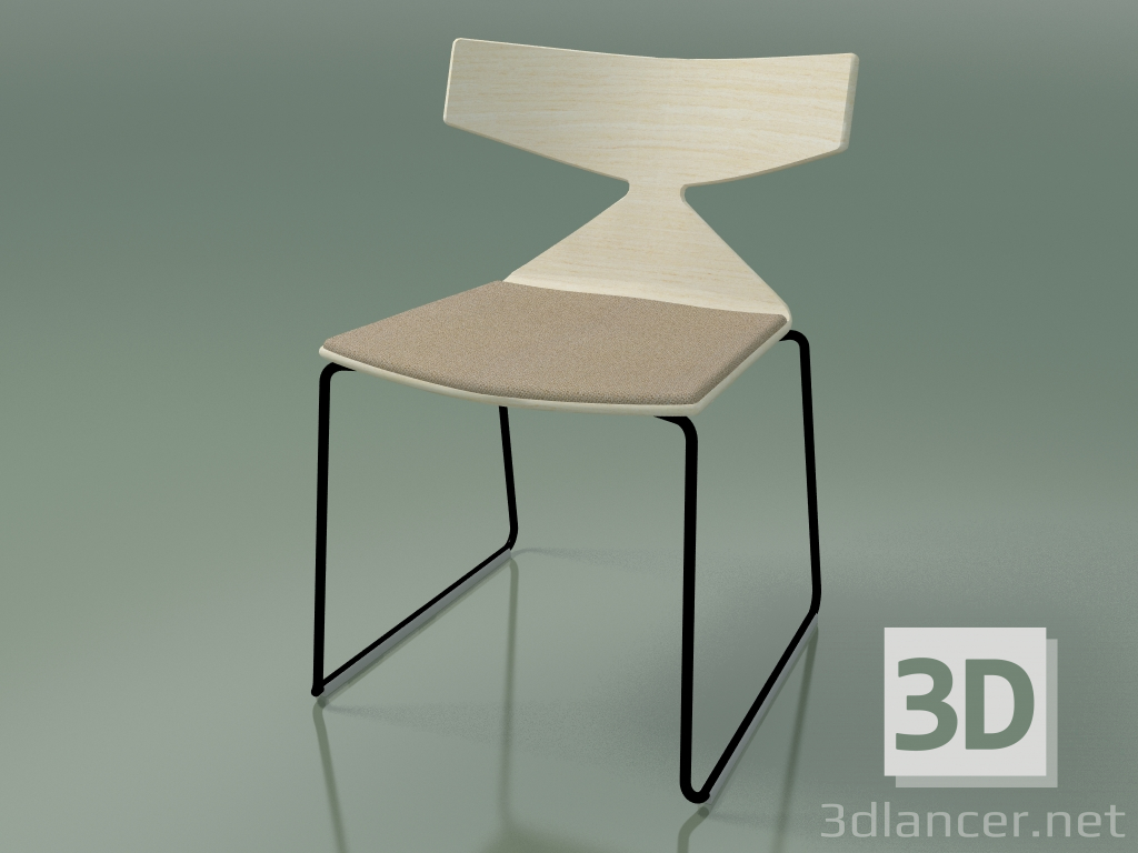 modèle 3D Chaise empilable 3711 (sur un traîneau, avec un oreiller, Blanc, V39) - preview