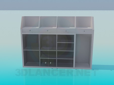 modèle 3D Armoire avec tiroirs et étagères - preview
