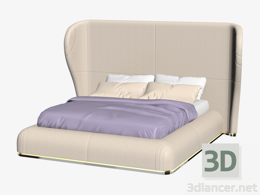 3 डी मॉडल चमड़ा ट्रिम के साथ मरिलु आर्ट डेको बिस्तर - पूर्वावलोकन