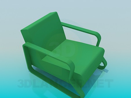 modello 3D Sedia con braccioli massello - anteprima