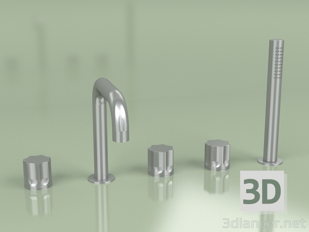 3d model Three-hole mixer 143 mm with hydro-progressive mixer and hand shower (17 95, AS) - preview