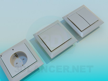 3D Modell Steckdosen und Schalter - Vorschau